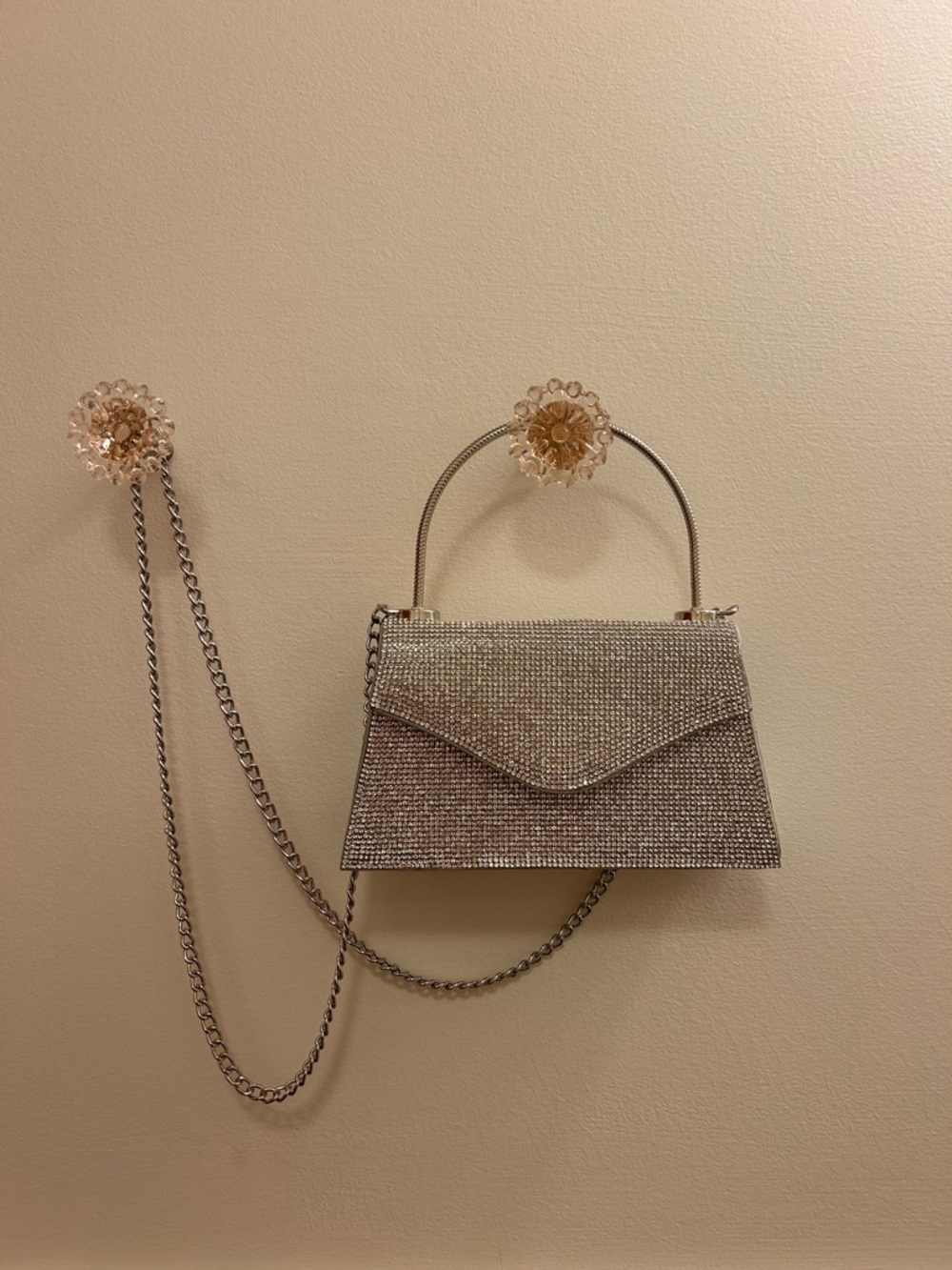 Olivia Miller Silver Crystal Crossbody Top-Handle Bag
